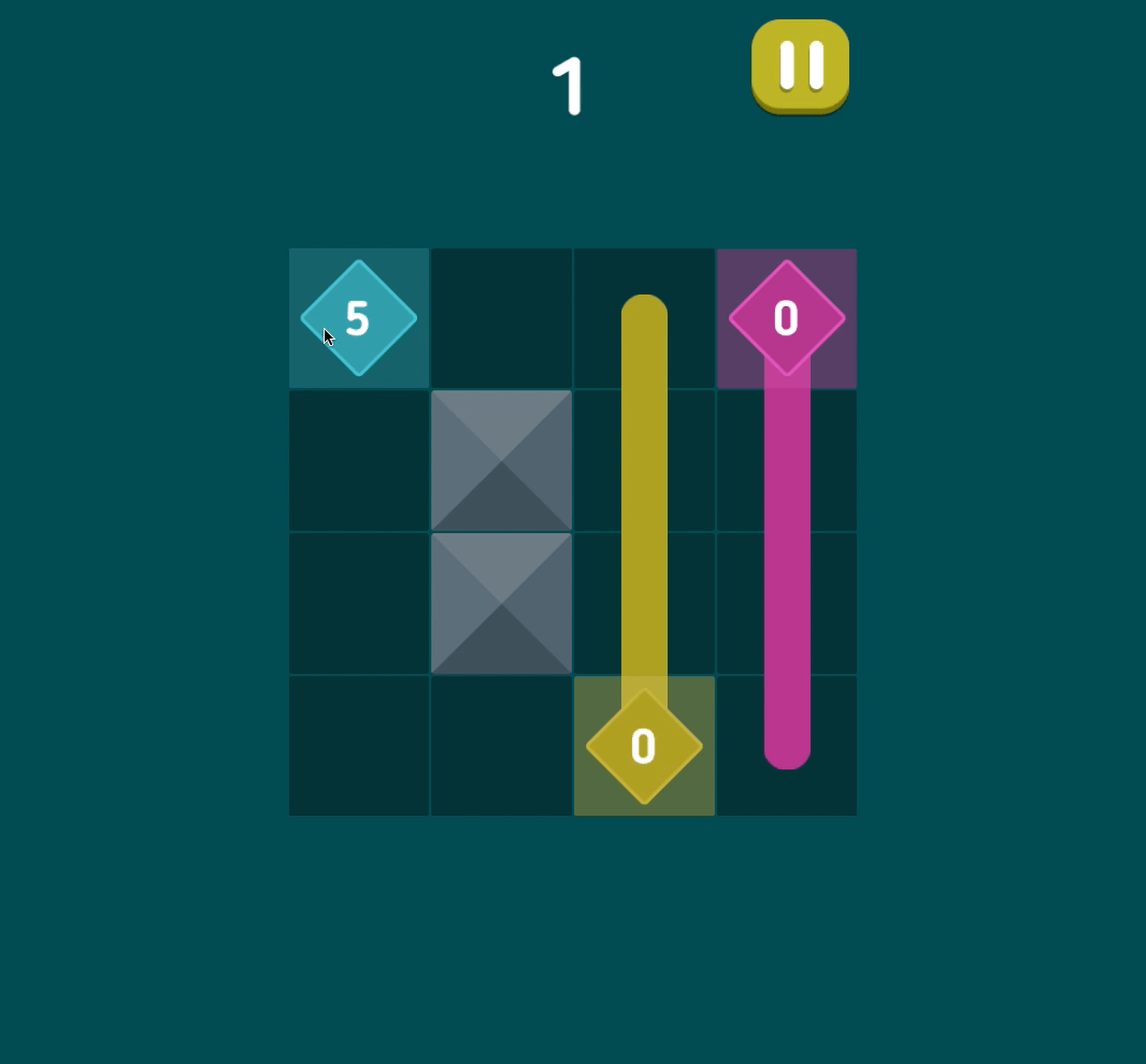 CrossPath puzzle board with numbered coloured paths