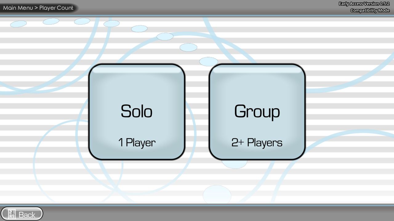 Browser build 0.5.2 player count choice between Solo and Group